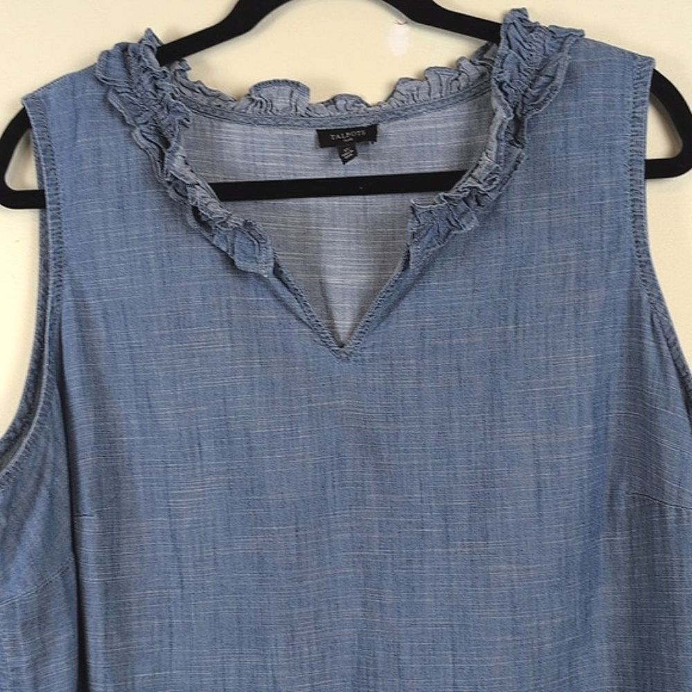 Talbot's Plus Size Ruffle Trim Shell In Denim Slu… - image 4
